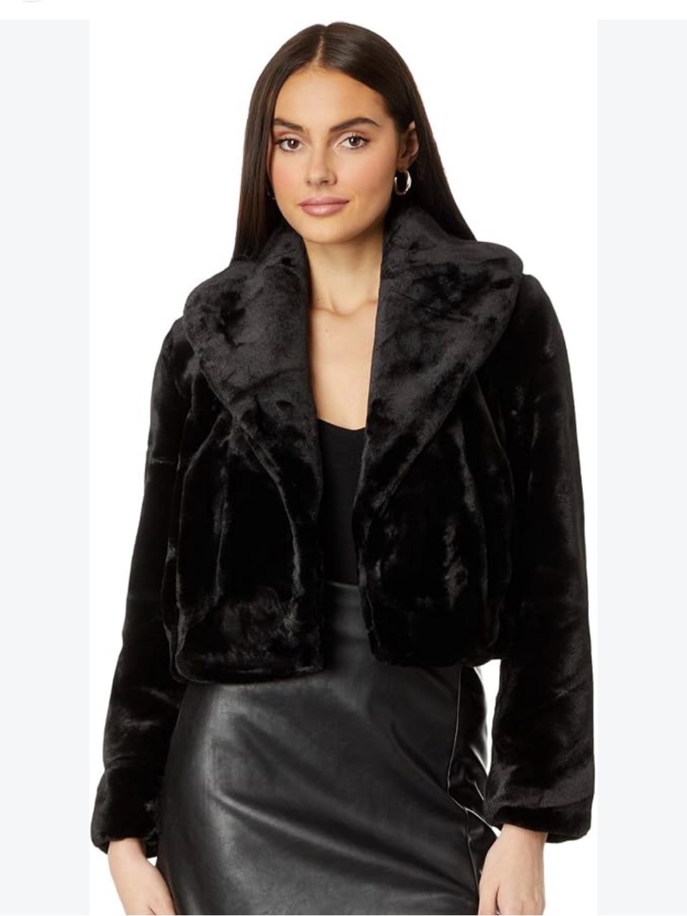 Blank NYC Faux Fur Cropped Jacket - Black